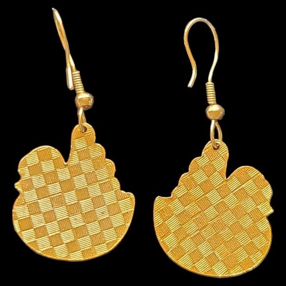 Vintage Cloisonne Earrings White MultiColor Enamel Swans Gold-Tone 2" - Picture 4 of 5
